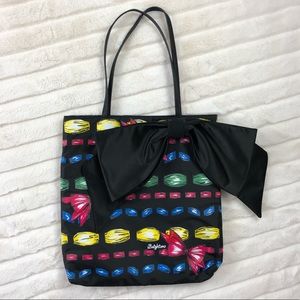 Brighton Tote purse black & multicolor bow print